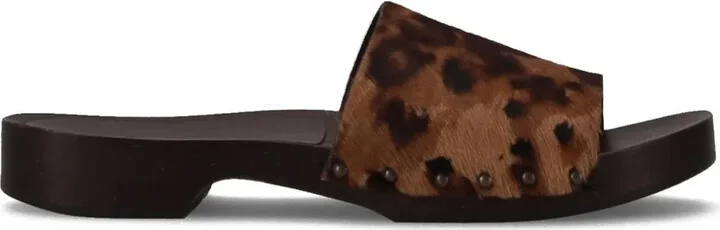 Leopard-Print Leather Sandals