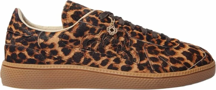 Leopard print leather sneakers