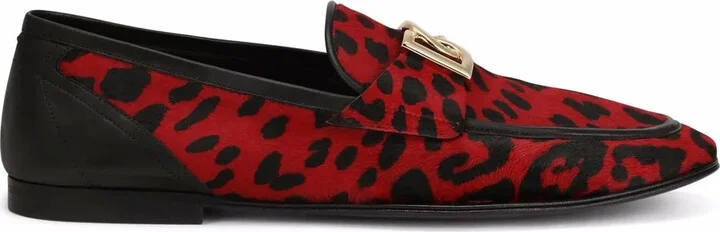 Leopard-Print Logo-Buckle Loafers