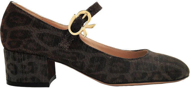 Leopard Print Mary Ribbon Pumps, Brand Size 37 ( US Size 7 )