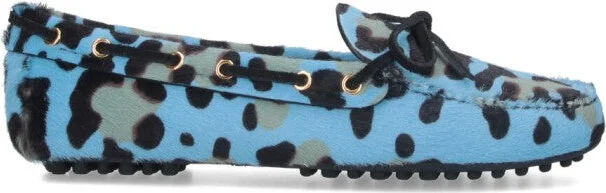 Leopard Print Moccasins - Blue