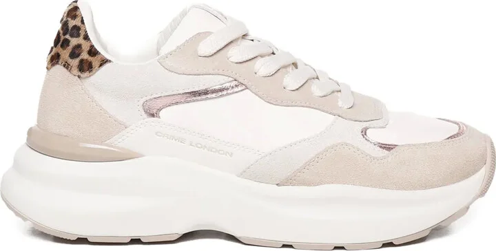 Leopard-Print Panel Trainers