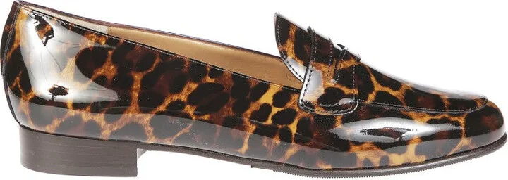 Leopard Print Penny Loafers With Glossy Finish