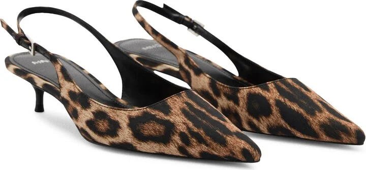 Leopard Print Pointed Toe Slingback Pump