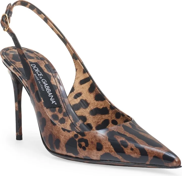Leopard Print Pointed Toe Slingback Pump