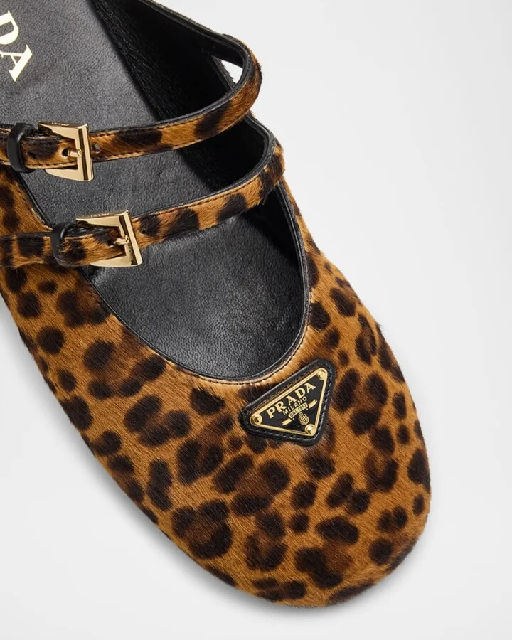 Leopard-Print Pony Hair Dual Mary Jane Ballerina Mules - Image 4