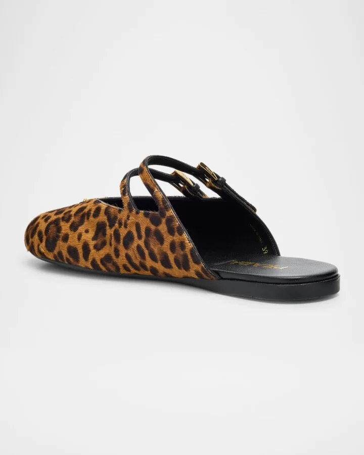Leopard-Print Pony Hair Dual Mary Jane Ballerina Mules - Image 5