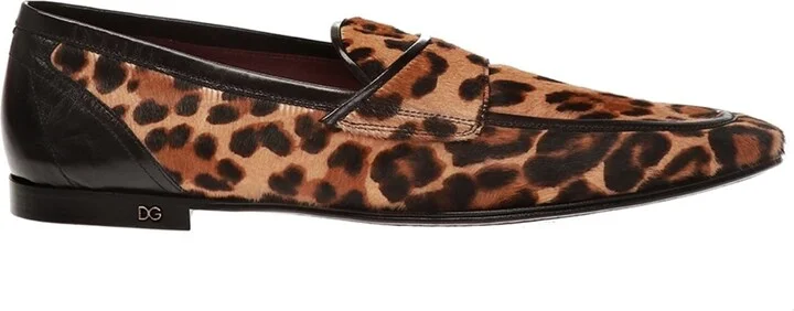 Leopard Print Pony Hair Loafers