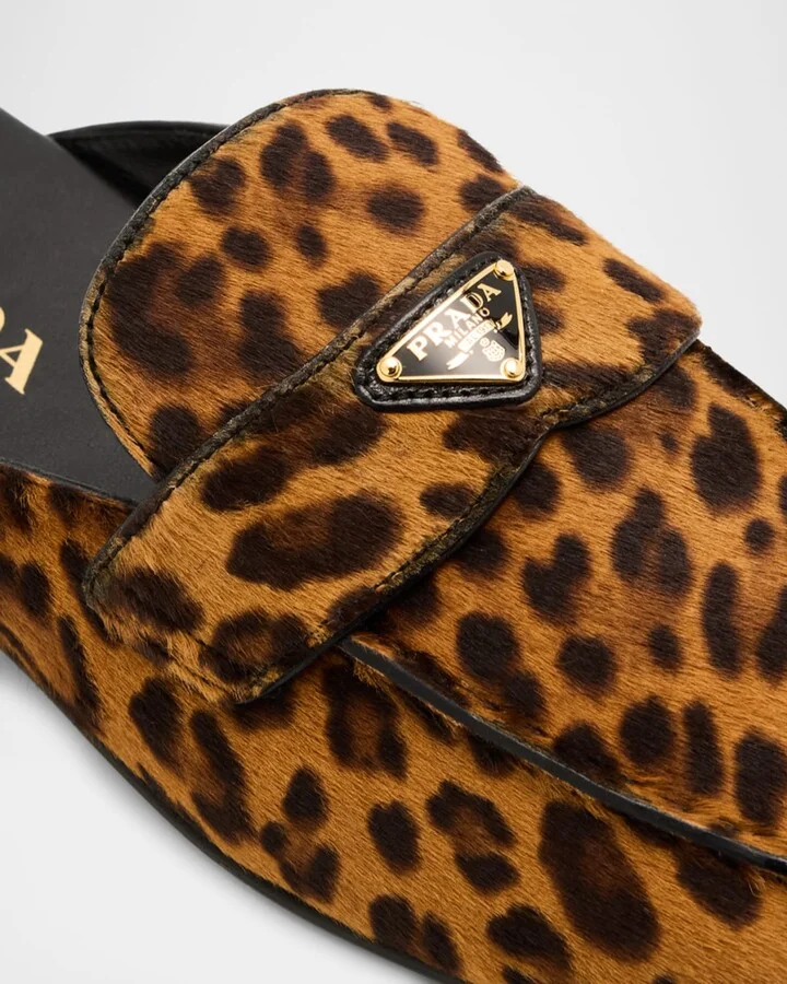 Leopard-Print Pony Hair Mule Loafers - Image 2