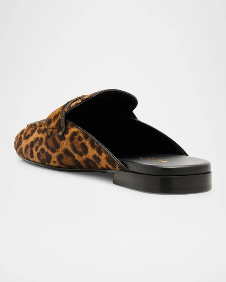 Leopard-Print Pony Hair Mule Loafers - Image 9