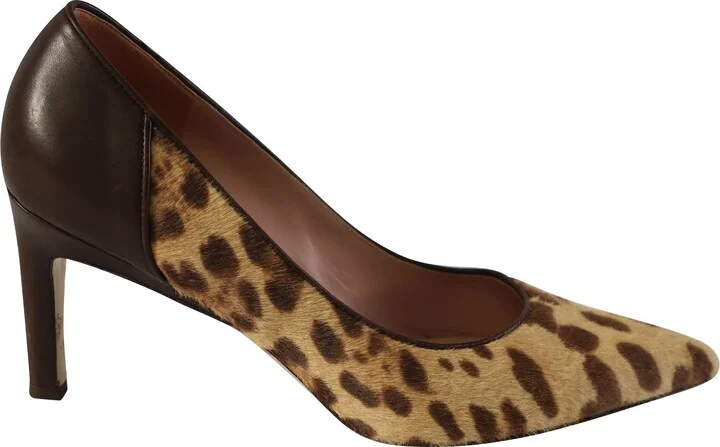 Leopard Print Pony Style Pumps in Multicolor Leather