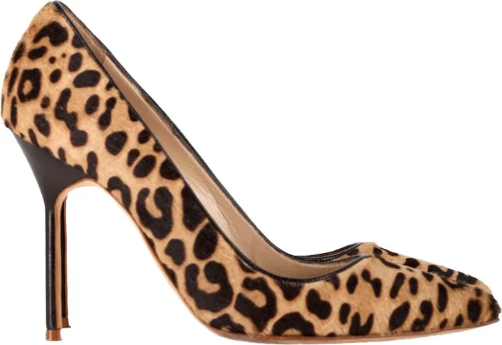 Leopard Print Pumps in Brown Pony Hair