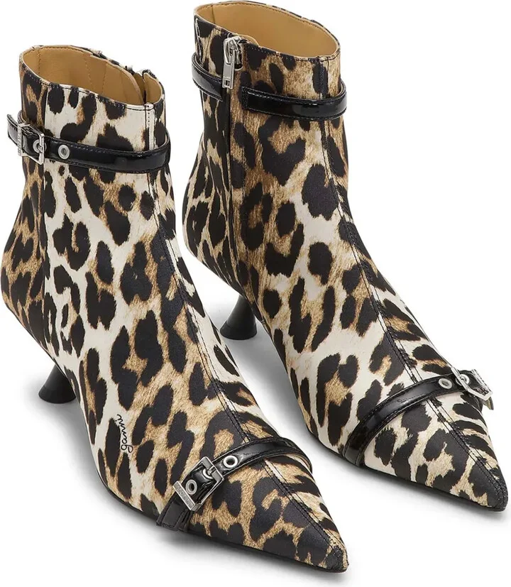 Leopard-Print Satin Ankle Boots - Image 2