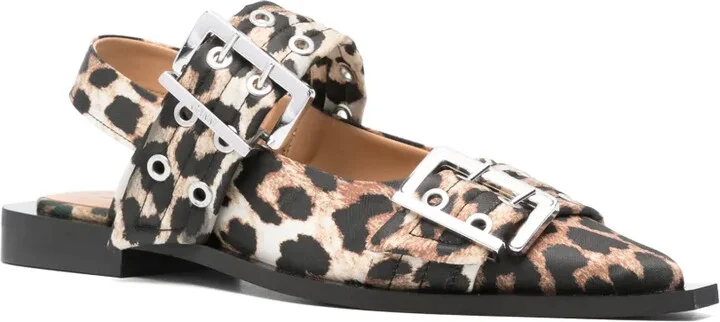 Leopard-Print Satin Ballet Flats - Image 2