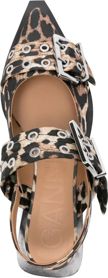 Leopard-Print Satin Ballet Flats - Image 4