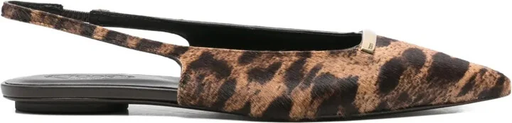 Leopard-Print Slingback Flat Pumps