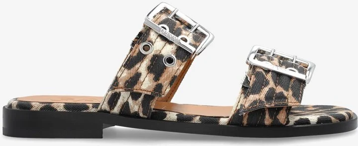 Leopard Print Two-Strap Slides
