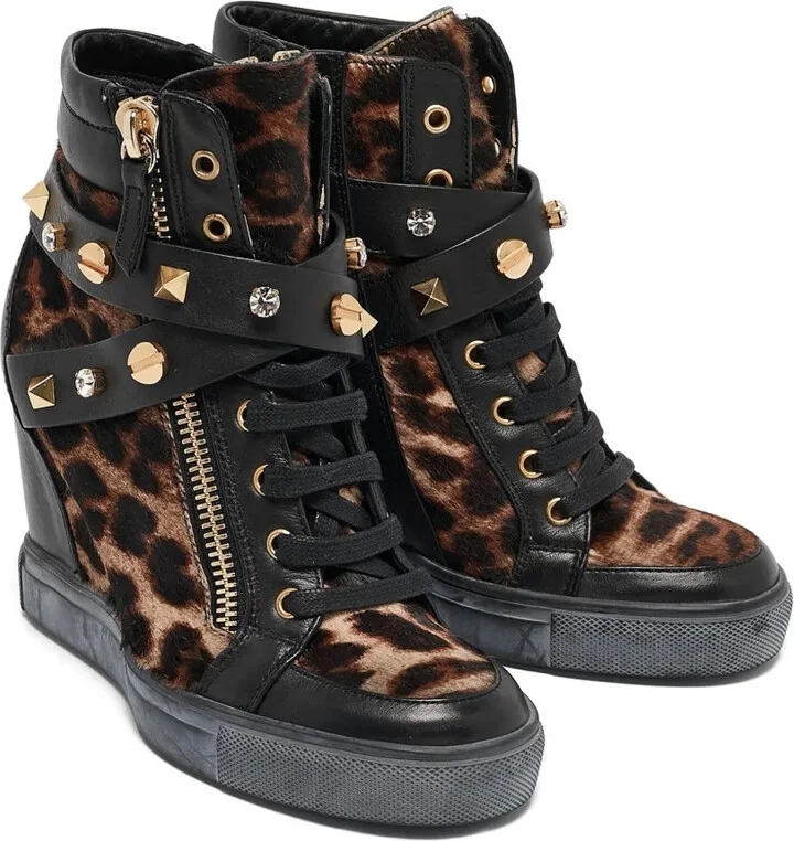 Leopard-Print Wedge Sneakers - Image 3