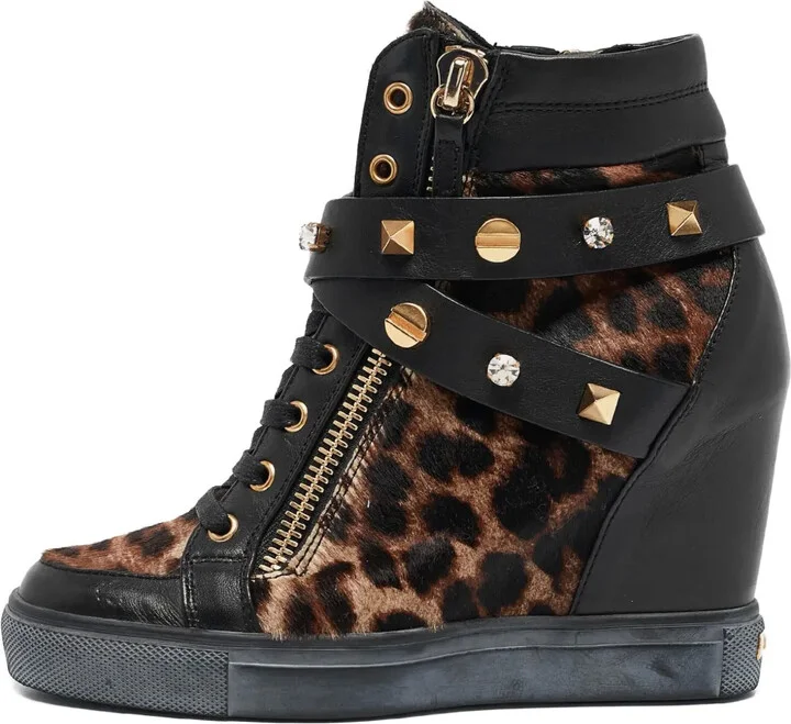Leopard-Print Wedge Sneakers