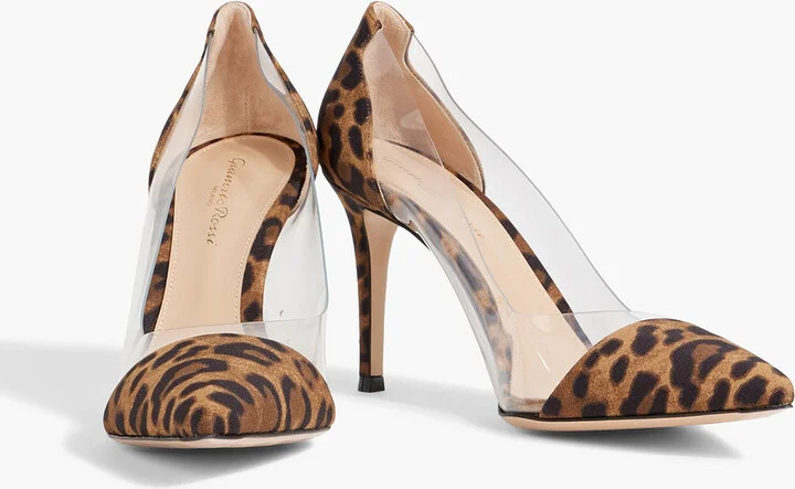 Leopard-print woven and PVC pumps - Image 2