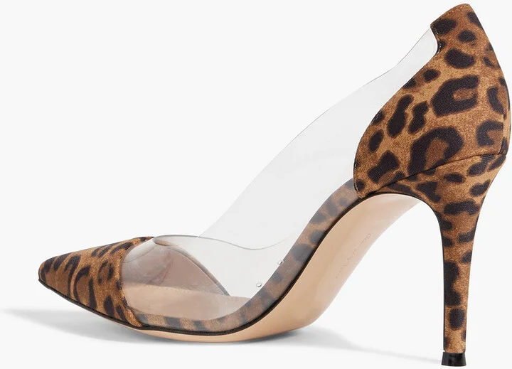 Leopard-print woven and PVC pumps - Image 3