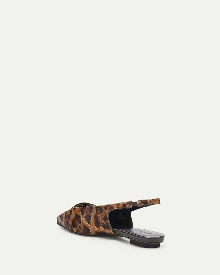 Leopard-Printed Calf Hair Slingback Flats - Image 4