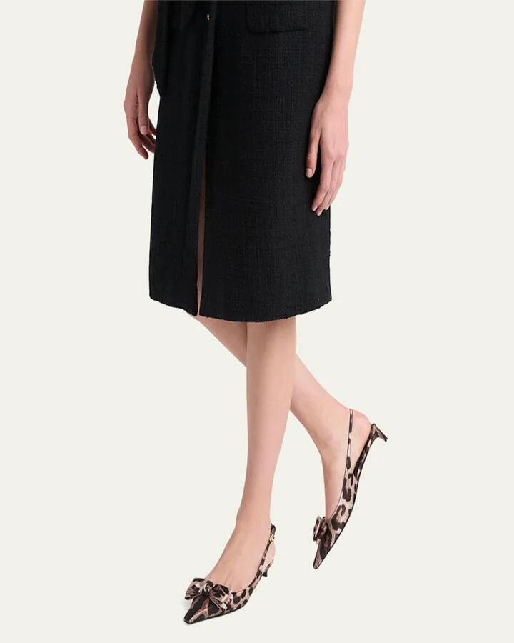 Leopard Satin Bow Slingback Pumps - Image 6
