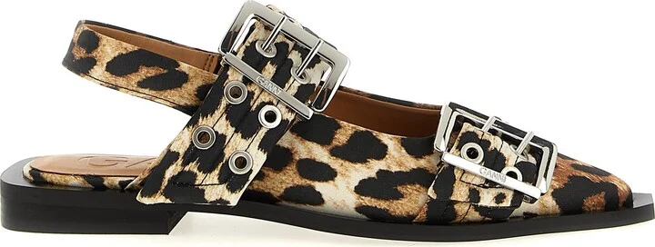 'leopard Satin Feminine Buckle' Slingback