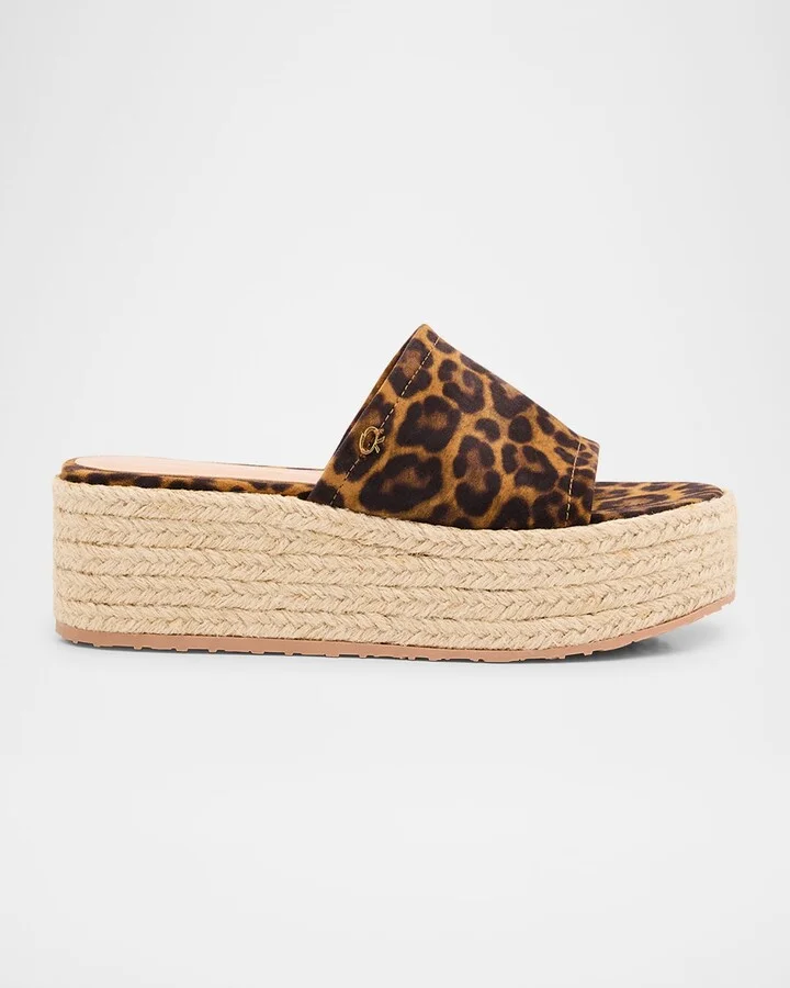 Leopard Slide Flatform Espadrilles