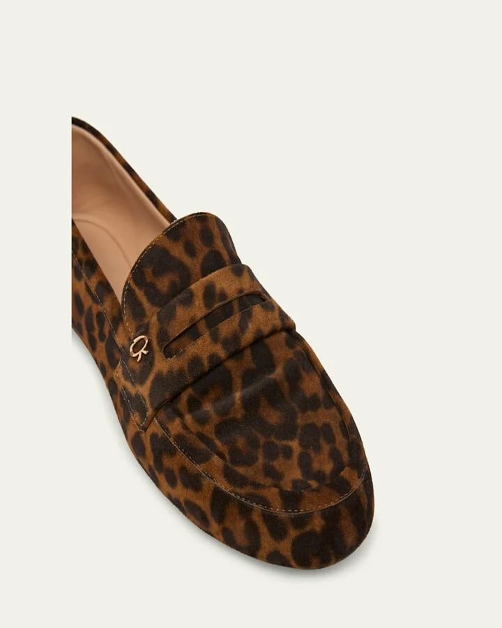 Leopard Velour Penny Loafers - Image 8