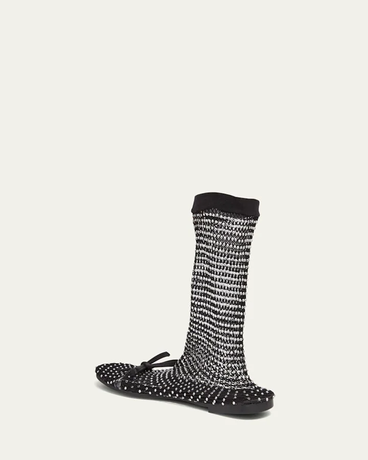 Leopold Embellished Mesh Bootie Flats - Image 3