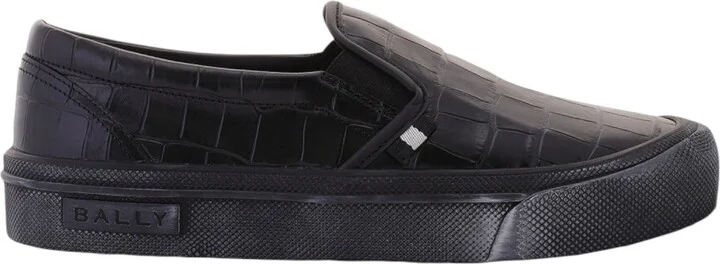 Leory 6305333 Men's Black Croc Embossed Leather Sneakers