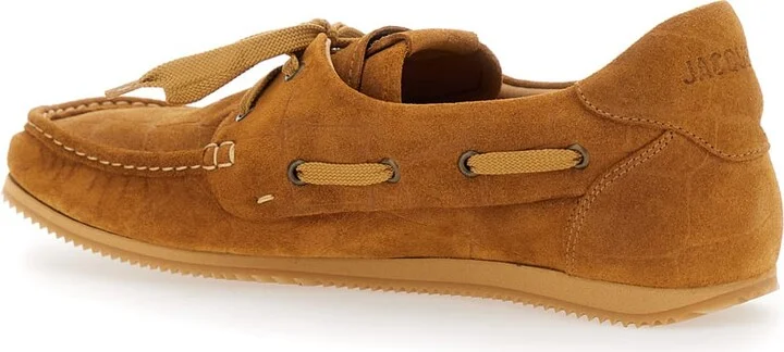 'les Batto' Brown Loafers With Crocodile Effect And Logo Imprinted On The Heel In Suede Man - Image 3