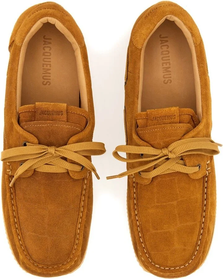 'Les Batto' Brown Loafers With Crocodile Effect And Logo Imprinted On The Heel In Suede Man - Image 11