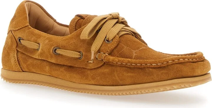 'les Batto' Brown Loafers With Crocodile Effect And Logo Imprinted On The Heel In Suede Woman - Image 2