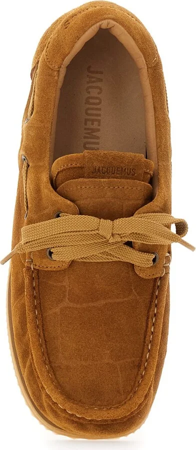 'les Batto' Brown Loafers With Crocodile Effect And Logo Imprinted On The Heel In Suede Woman - Image 4