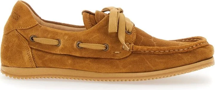 'Les Batto' Brown Loafers With Crocodile Effect And Logo Imprinted On The Heel In Suede Woman