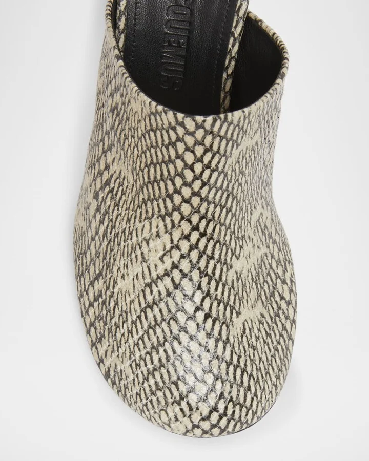 Les Bisou Leather Cube-Heel Mules - Image 3