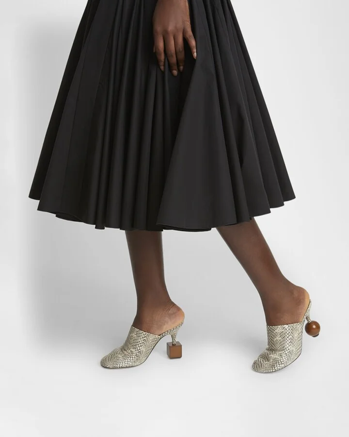 Les Bisou Leather Cube-Heel Mules - Image 5