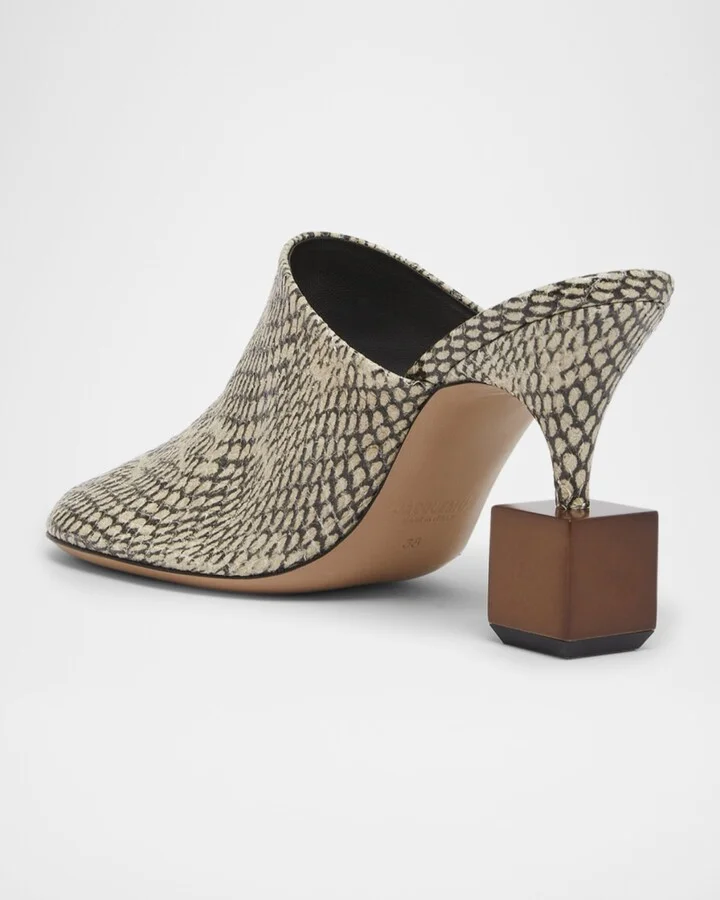 Les Bisou Leather Cube-Heel Mules - Image 6