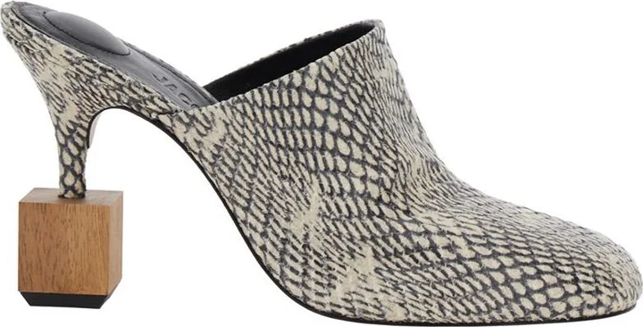 'Les Bisou' Multicolor Mules With Snakeskin Effect And High Heel In Leather Woman