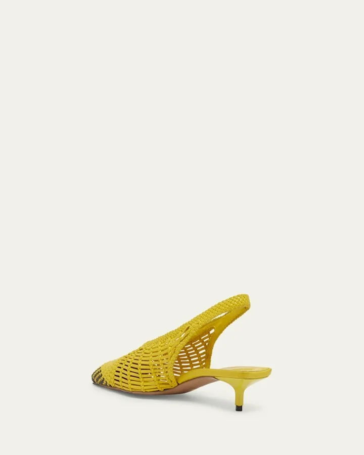 Les Cubisto Woven Leather Slingback Pumps - Image 4