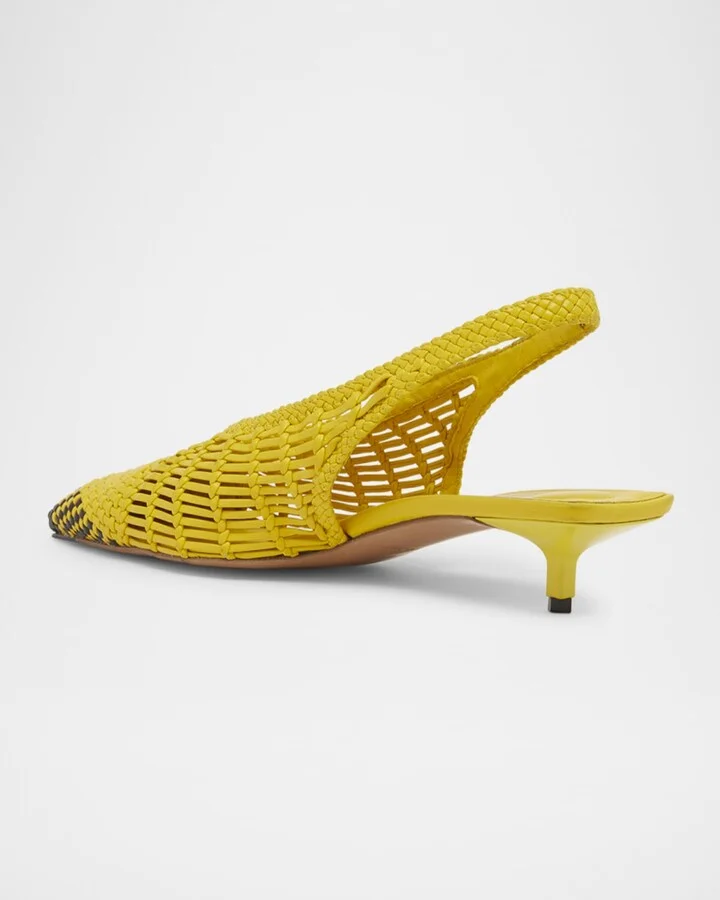 Les Cubisto Woven Leather Slingback Pumps - Image 2