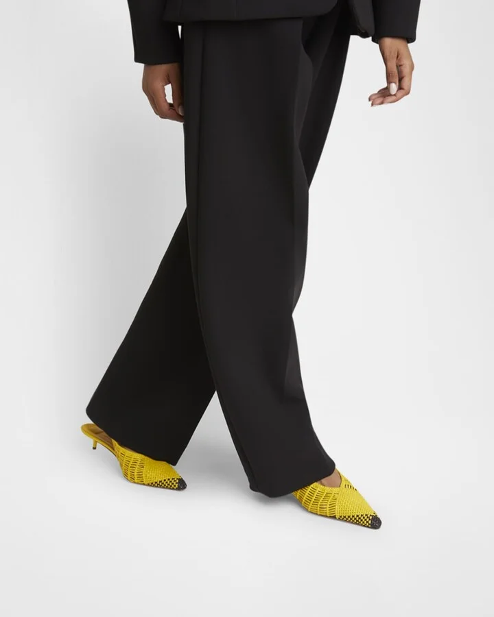 Les Cubisto Woven Leather Slingback Pumps - Image 3