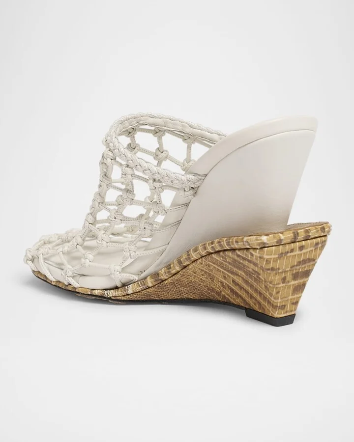 Les Doubles Snake-Print Tresses Wedge Mules - Image 3