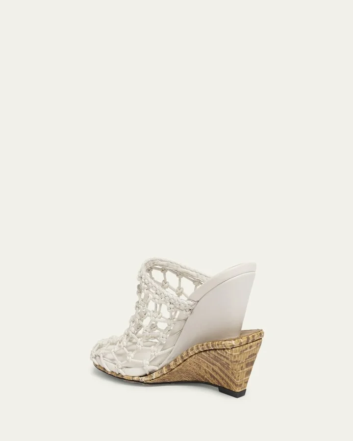 Les Doubles Snake-Print Tresses Wedge Mules - Image 5