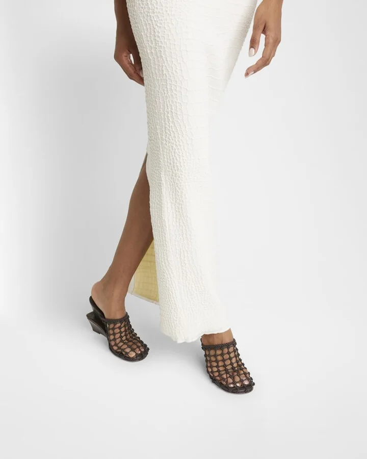 Les Doubles Tresses Croc-Embossed Wedge Mules - Image 3