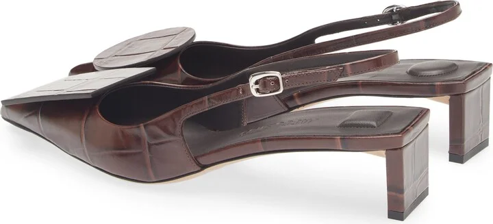 Les Duelo Mismatched Croc Embossed Kitten Heel Slingback Pump - Image 2