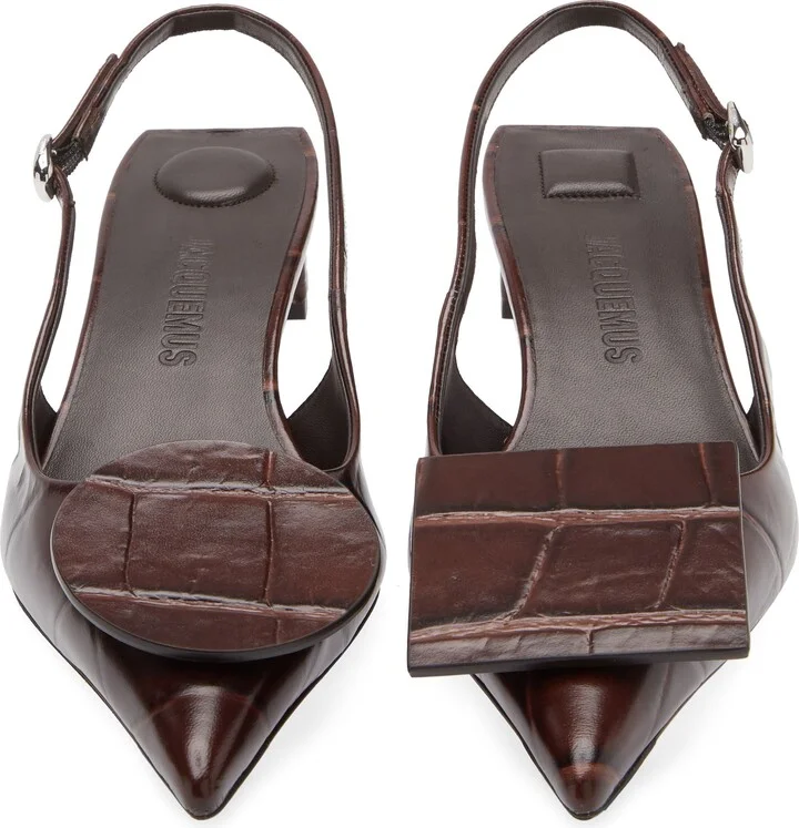 Les Duelo Mismatched Croc Embossed Kitten Heel Slingback Pump - Image 4