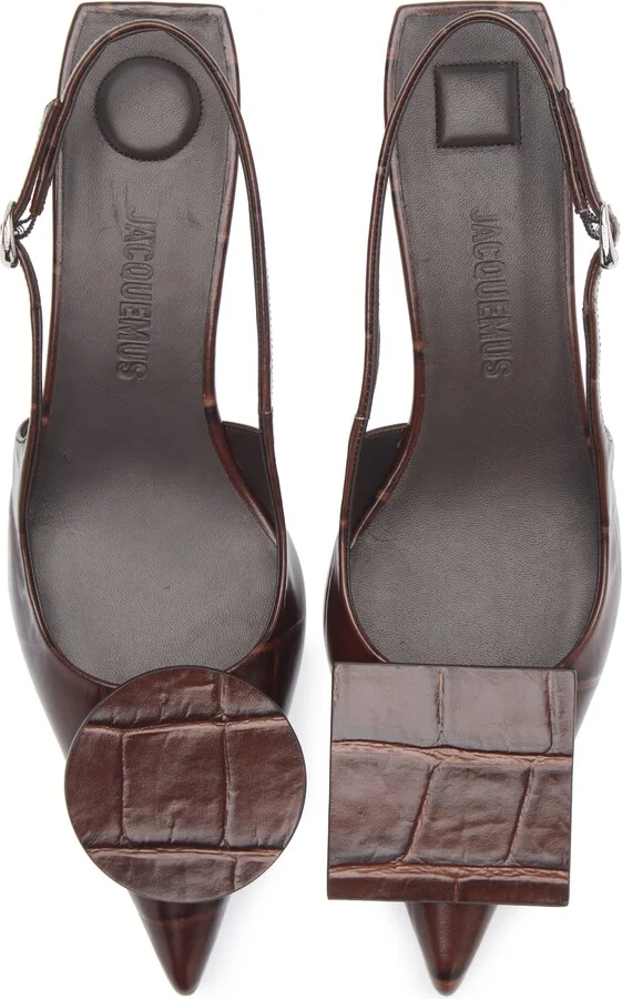 Les Duelo Mismatched Croc Embossed Kitten Heel Slingback Pump - Image 5